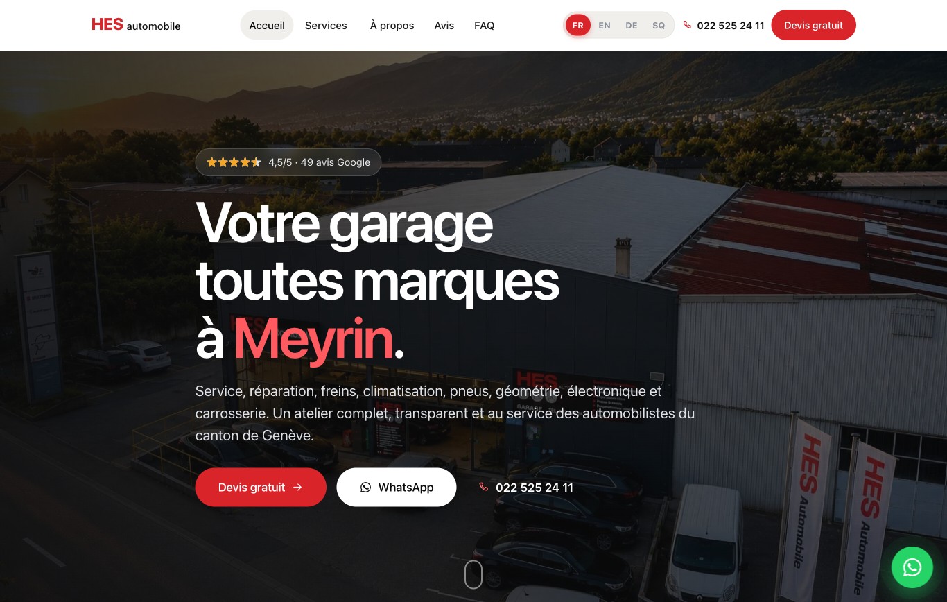 Site web de HES Automobile réalisé par WeConnect